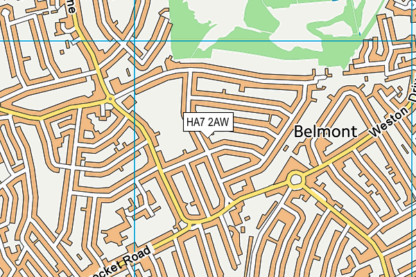 HA7 2AW map - OS VectorMap District (Ordnance Survey)