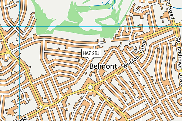 HA7 2BJ map - OS VectorMap District (Ordnance Survey)