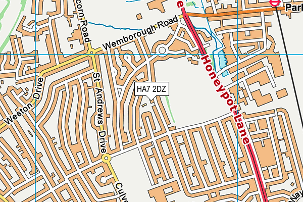 HA7 2DZ map - OS VectorMap District (Ordnance Survey)