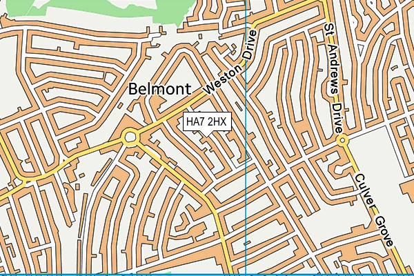 HA7 2HX map - OS VectorMap District (Ordnance Survey)