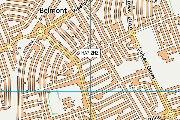 HA7 2HZ map - OS VectorMap District (Ordnance Survey)