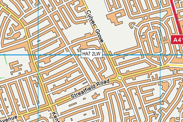 HA7 2LW map - OS VectorMap District (Ordnance Survey)