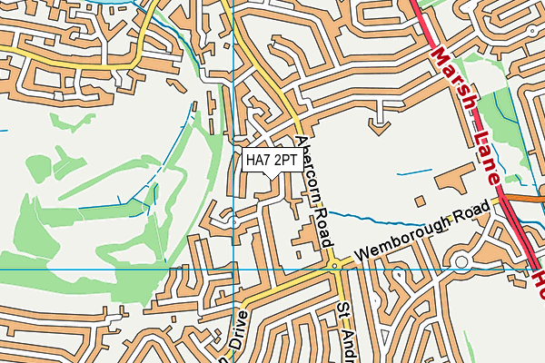 HA7 2PT map - OS VectorMap District (Ordnance Survey)