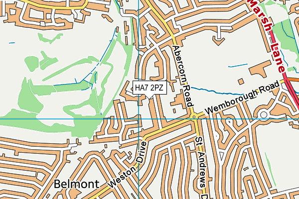 HA7 2PZ map - OS VectorMap District (Ordnance Survey)