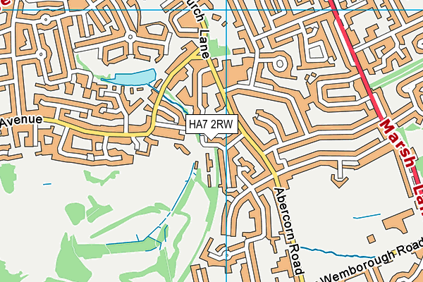 HA7 2RW map - OS VectorMap District (Ordnance Survey)