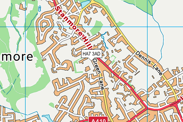 HA7 3AD map - OS VectorMap District (Ordnance Survey)