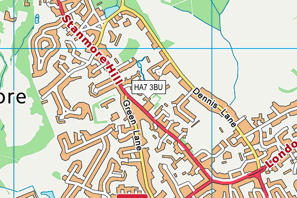 HA7 3BU map - OS VectorMap District (Ordnance Survey)