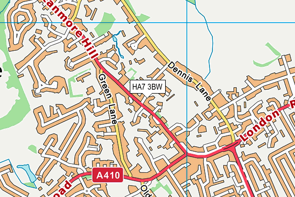 HA7 3BW map - OS VectorMap District (Ordnance Survey)