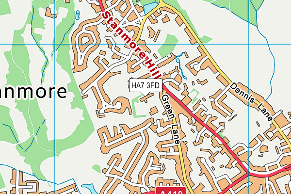 St John's CofE School map (HA7 3FD) - OS VectorMap District (Ordnance Survey)