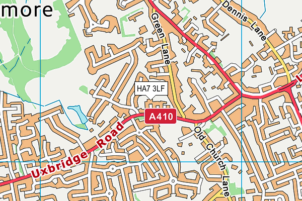 HA7 3LF map - OS VectorMap District (Ordnance Survey)