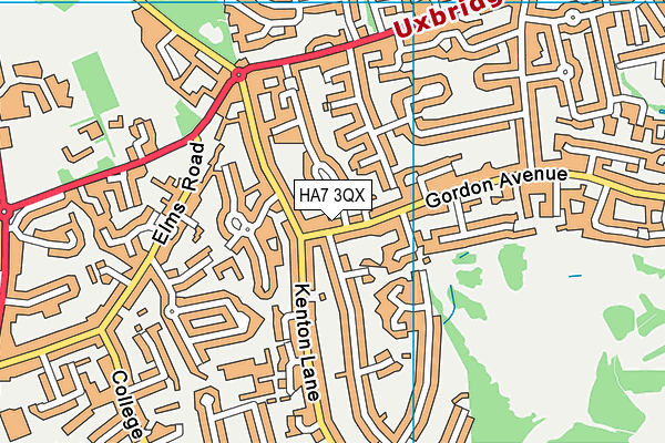 HA7 3QX map - OS VectorMap District (Ordnance Survey)