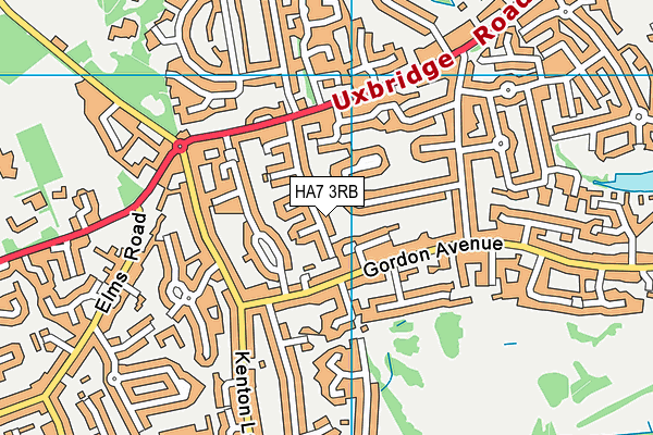 HA7 3RB map - OS VectorMap District (Ordnance Survey)