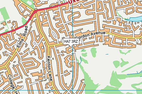 HA7 3RZ map - OS VectorMap District (Ordnance Survey)