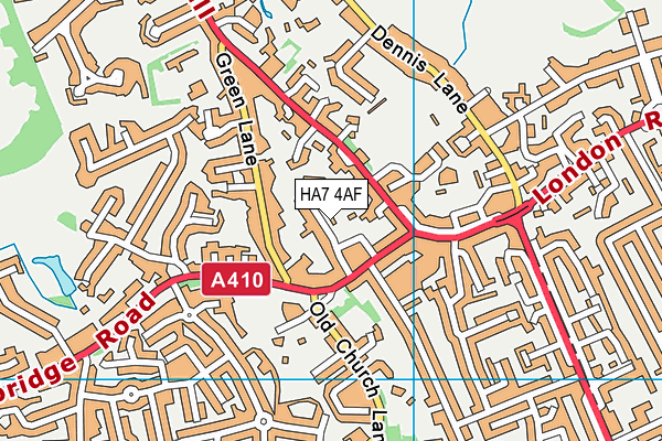 HA7 4AF map - OS VectorMap District (Ordnance Survey)