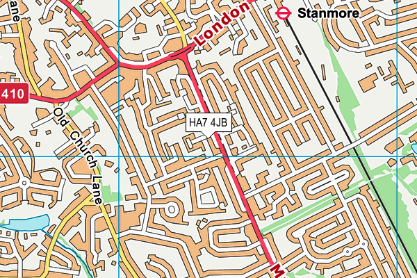 HA7 4JB map - OS VectorMap District (Ordnance Survey)