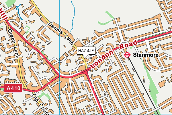 HA7 4JF map - OS VectorMap District (Ordnance Survey)