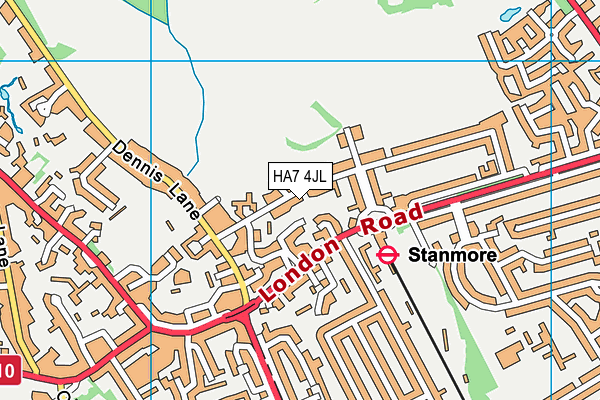 HA7 4JL map - OS VectorMap District (Ordnance Survey)