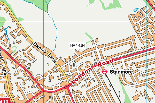 HA7 4JN map - OS VectorMap District (Ordnance Survey)