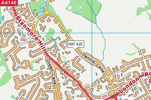 HA7 4JS map - OS VectorMap District (Ordnance Survey)