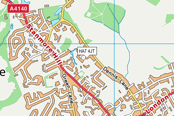 HA7 4JT map - OS VectorMap District (Ordnance Survey)