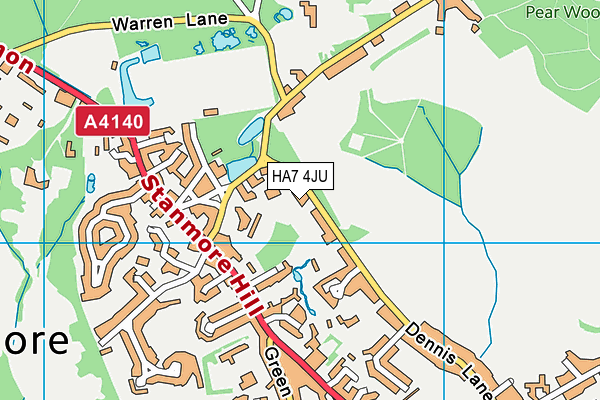 HA7 4JU map - OS VectorMap District (Ordnance Survey)