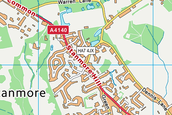 HA7 4JX map - OS VectorMap District (Ordnance Survey)