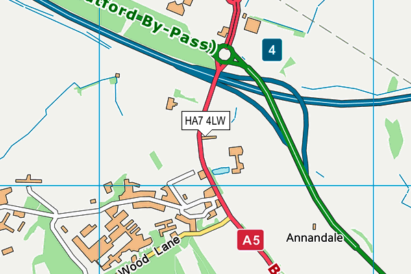 HA7 4LW map - OS VectorMap District (Ordnance Survey)