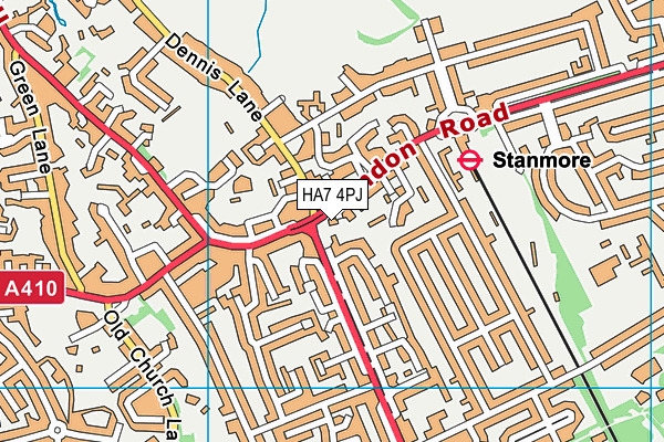 HA7 4PJ map - OS VectorMap District (Ordnance Survey)