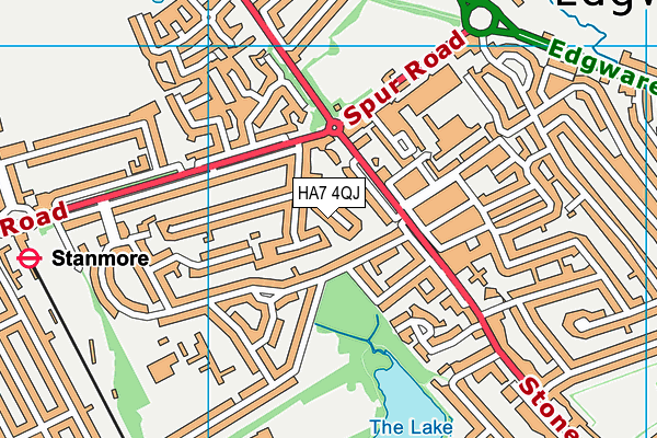 HA7 4QJ map - OS VectorMap District (Ordnance Survey)