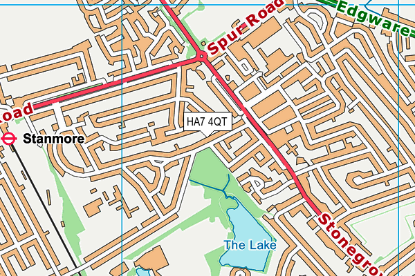 HA7 4QT map - OS VectorMap District (Ordnance Survey)