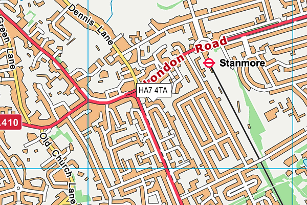 HA7 4TA map - OS VectorMap District (Ordnance Survey)