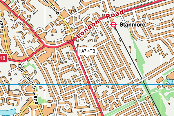 HA7 4TB map - OS VectorMap District (Ordnance Survey)