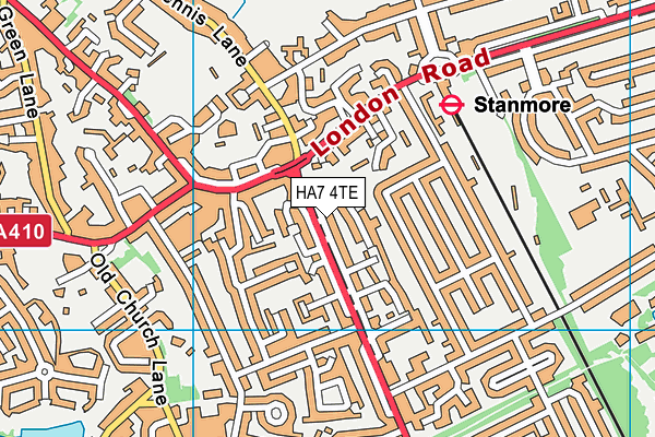 HA7 4TE map - OS VectorMap District (Ordnance Survey)
