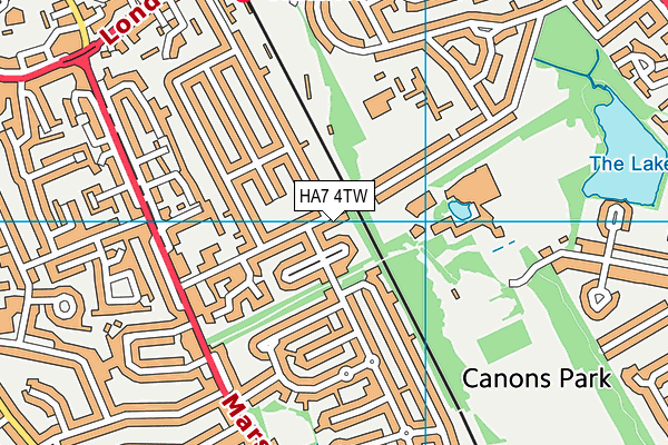 HA7 4TW map - OS VectorMap District (Ordnance Survey)