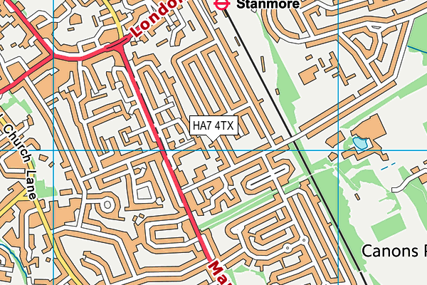 HA7 4TX map - OS VectorMap District (Ordnance Survey)