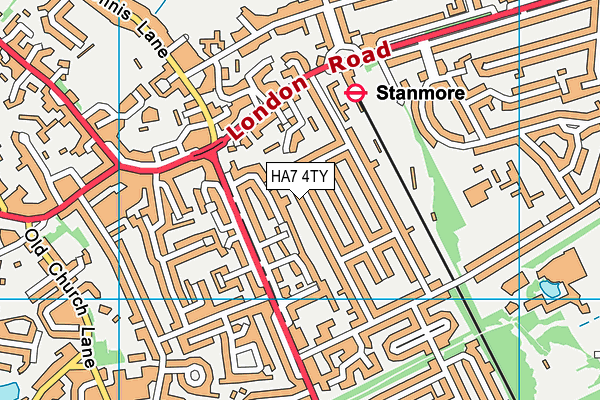 HA7 4TY map - OS VectorMap District (Ordnance Survey)