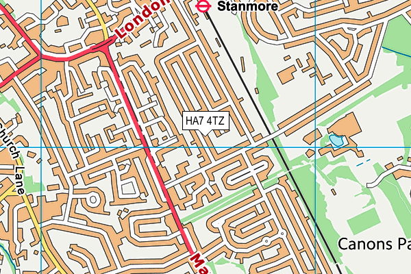 HA7 4TZ map - OS VectorMap District (Ordnance Survey)