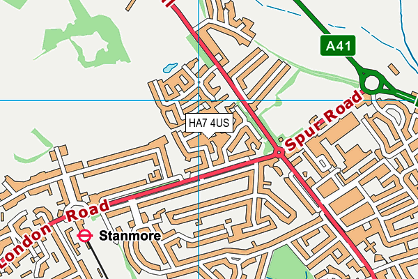 HA7 4US map - OS VectorMap District (Ordnance Survey)