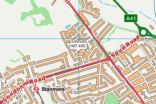 HA7 4XS map - OS VectorMap District (Ordnance Survey)