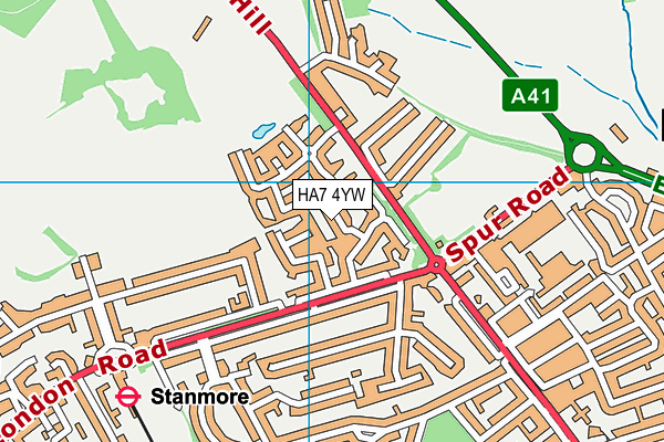 HA7 4YW map - OS VectorMap District (Ordnance Survey)