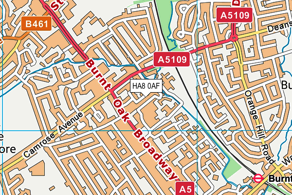 HA8 0AF map - OS VectorMap District (Ordnance Survey)