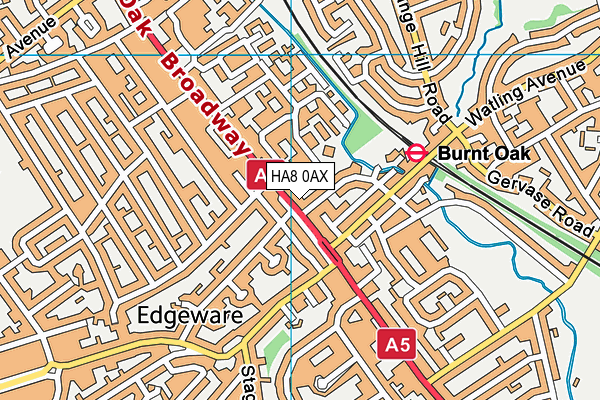 HA8 0AX map - OS VectorMap District (Ordnance Survey)