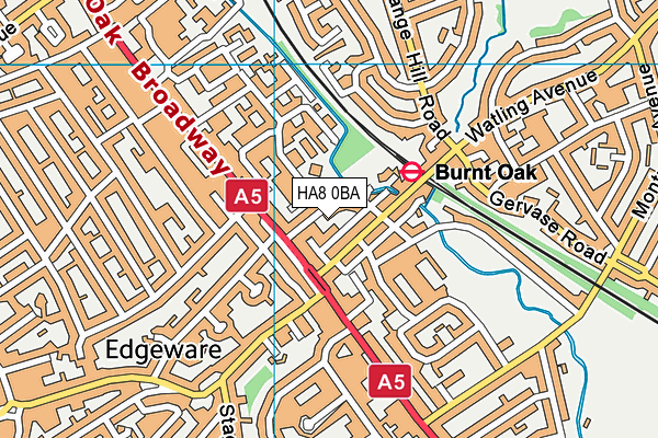 HA8 0BA map - OS VectorMap District (Ordnance Survey)