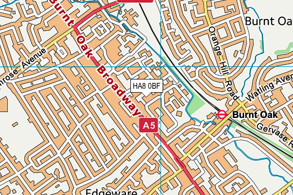 HA8 0BF map - OS VectorMap District (Ordnance Survey)