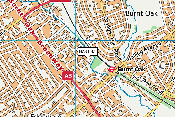 HA8 0BZ map - OS VectorMap District (Ordnance Survey)