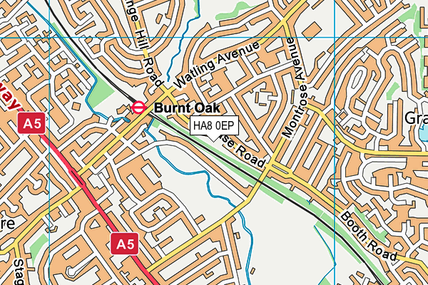 HA8 0EP map - OS VectorMap District (Ordnance Survey)