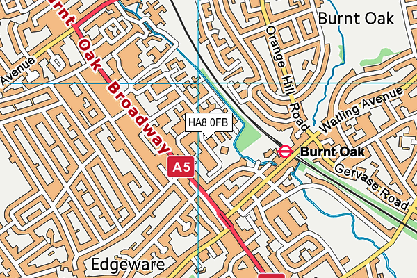 HA8 0FB map - OS VectorMap District (Ordnance Survey)