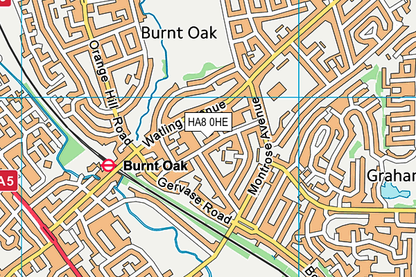 HA8 0HE map - OS VectorMap District (Ordnance Survey)