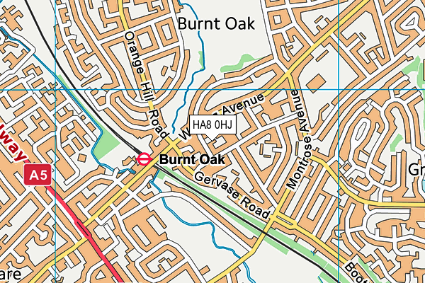 HA8 0HJ map - OS VectorMap District (Ordnance Survey)