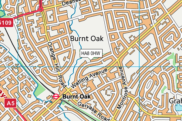 HA8 0HW map - OS VectorMap District (Ordnance Survey)